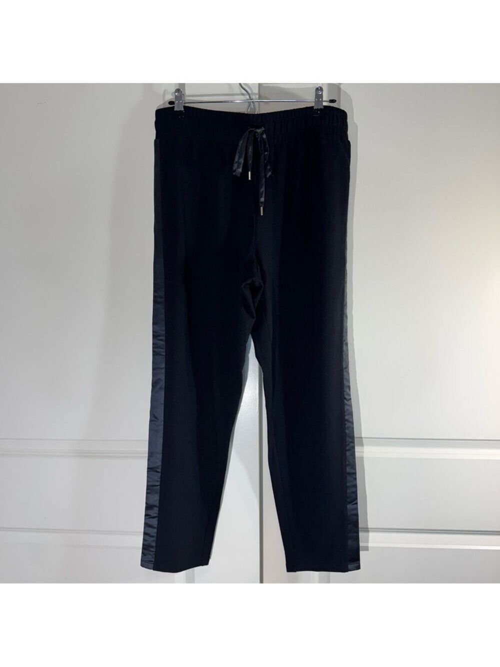 J Jason Wu Black Knit Joggers with Satin Side Panels Medium